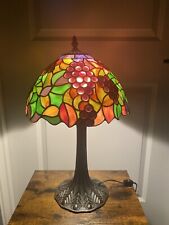 RARE COLORS-WELL CRAFTED-VIBRANT-vintage tiffany style stained glass table lamp picture