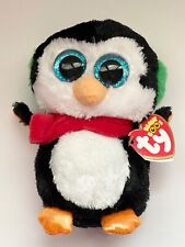 TY NORTH PENGUIN WEARING EARMUFFS 6” BEANIE BOOS-NEW W/TAG, RETIRED-SUPER SOFT picture