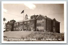Ste Genevieve Missouri~Ste Genevieve High School on Hill~1940s RPPC picture