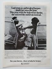 Burroughs Wellcome Company Herpes Relaxing on the Beach 1987 Vintage Print Ad picture