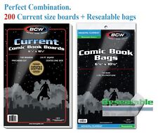 200 BCW Resealable Comic Book Bags Sleeve + Boards Modern / Current Safe Storage picture