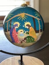 World Market Li Bien Nativity Scene 2021 Hand Painted Glass Ornament. picture
