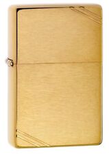 Zippo 240, Classic Brushed Brass Finish Lighter With Slashes, Vintage Look picture
