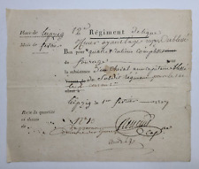 RARE 1807 France Military 12th LINE REGIMENT Food Receipt Rations Reçu picture