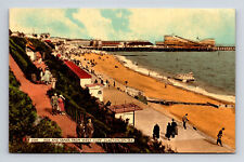 Scenic View Pier & Sands West Cliff Roller Coaster Clacton-On-Sea UK Postcard picture