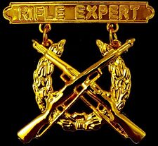 Rifle Expert Marine Corps Weapons Qualification GOLD PLATED Badge USMC picture