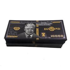 100pc $10000 Dollar Black Gold Foil Banknote President Donald Trump Diamond Bill picture