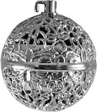 GERSON B/O CHIRPING BIRD  SILVER-COLORED FILIGREE BALL HANGING XMAS ORNAMENT picture