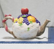 Vintage WCL Ceramic Weave Pottery Teapot Charming Fruit Design Classic Elegance picture