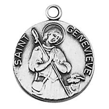 St Genevieve Medal Size .75 in Dia and 18 in Chain Elegant Catholic Gift picture