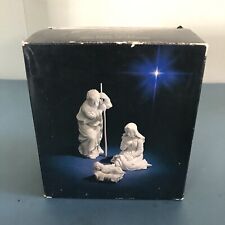 Avon Nativity 3 Piece White Bisque Holy Family Mary Joseph & Baby Jesus 1981 picture