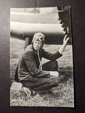 Mint USA Aviation RPPC Postcard Charles Lindbergh Kneeling Plane picture