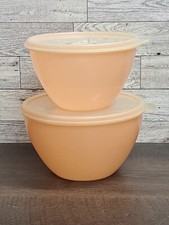 VTG Eagle Super Seal USA No.1 AND No.4 Peach Bowls with Lids Food Storage RARE picture
