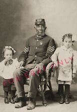 Vintage 1890 Photo reprint of a African American Black Civil War Veteran & Pin picture