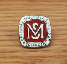 Multiple Sclerosis National Society Collectible Red & White Silver Tone MS Pin  picture