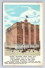 New York City NY, Hotel Manger Advertising, Vintage c1929 Souvenir Postcard picture