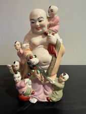 Vintage Porcelain Laughing Fertility Buddha - Five Children picture