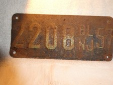 NEW JERSEY 1957 BOAT MOTORBOAT CYCLE SIZE LICENSE PLATE "2208BL"NJ 57-BAD picture