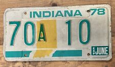 1978 70A  10 Indiana License Plate Rush County #10 Low Number License Plate picture