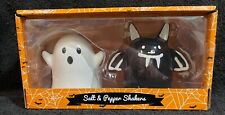 New in Box - Transpac Salt And Pepper Shakers Ghost And Bat Halloween picture