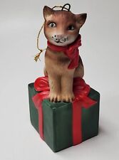 Vtg 1984 Schmid GORDON FRASER Christmas Tree Ornament Tabby Cat Gift Porcelain  picture