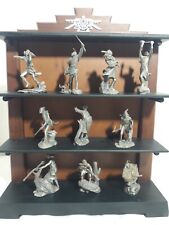 Jim Ponter NDIAN HEROS 10 PC. PEWTER SET WITH WOOD STAND. picture