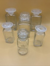 Vintage Lestabs Laboratory Reagent Bottles Lot of 6 Clear Glass w Stoppers picture