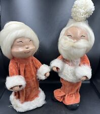 Vintage 1950's 13” Santa & Mrs Claus Christmas Decorations Paper Mache picture