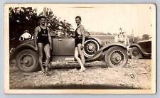 Photo Lot Man Traveling With Dogs Hunk Lifeguard 1928 Dodge Victory Convertible picture