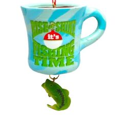 Midwest CBK Fish Ornament Rise & Shine Fishing Time Coffee Cup Blue Green 5