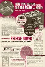 1955 Life Long New Type Battery, Micro Bronze Oil Filter, Double Sided Print Ad picture