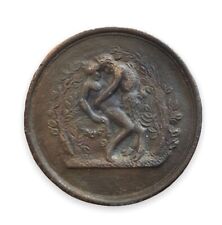 Antique Erotica Bronze Medal Satyr Medallion Marriage Love Nymph Relationship 19 picture