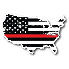 Patriotic Distressed Thin Red Line American Flag In The Shape Of The US Magnet picture