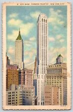 Vintage City Bank Farmer's Trust Building New York City 1936 Postcard #1994 picture