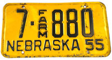 Nebraska 1955 Farm License Plate Man Cave Vintage Garage Madison Co Collector picture