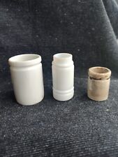 Lot 3 pcs. Vintage Milk Glass Apothecary Cosmetic Medicine Medical bottle 1900's picture