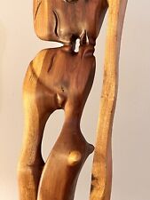 Vintage Mid Century Modern Hand Carved Teak Wood Sculpture Modernism Abstract picture