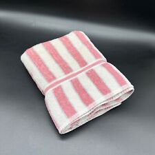 Vintage Bath Towel Pink Stripes Cannon USA 1990s White Gray Retro Bathroom picture