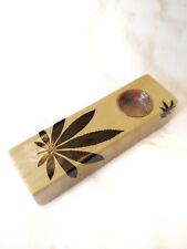 Wooden Smoke pipe bowl Handcrafted for tobacco herb w marijuana leaf images  picture