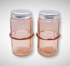 PINK DEPRESSION STYLE GLASS HOOSIER SALT & PEPPER SHAKERS, Vintage, Art Deco Jar picture