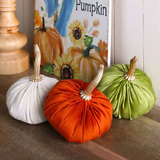 Glitzhome Set of 3 Colorful Small Plush Velvet Pumpkins Fall Harvest Table Decor picture
