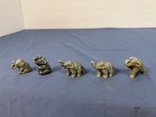 Vintage 1930s Gray Ceramic Elephant Figurines Lot of 5 Miniatures picture