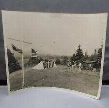 Vintage B&W 1962 Photo BSA Boy Scout Camp Tents Flags Newfoundland Canada 8x10 picture