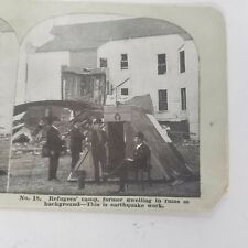 1906 SAN FRANCISCO EARTHQUAKE REFUGEE'S CAMP WITH FORMER DWELLING  Stereoview picture