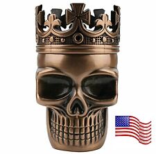3 Piece Skull Metal Alloy Tobacco Spice Grinder Crusher USA Seller - Bronze picture