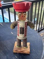 Vintage Handmade 12" Burgemeister Beer Can Cap Risque Man Cave Folk Art Ashtray picture