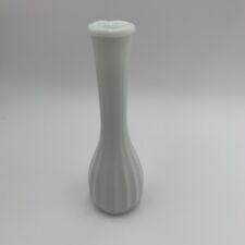 VTG Milk Glass Bud Vase 9’ Scalloped Line Bulbous Base Rose Flower Get Well Soon picture