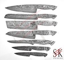 SET OF 7 Damascus Steel CHEF KITCHEN BLANK BLADES KNIFE MAKING Custom Ladder -26 picture