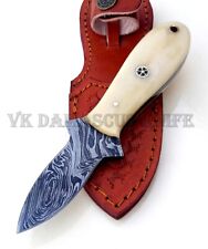 VK3521 Custom Handmade Damascus Steel oyster shucker Knife With Leather Sheath  picture