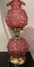 Fenton Glass Rose Cranberry Gone With The Wind Lamp picture